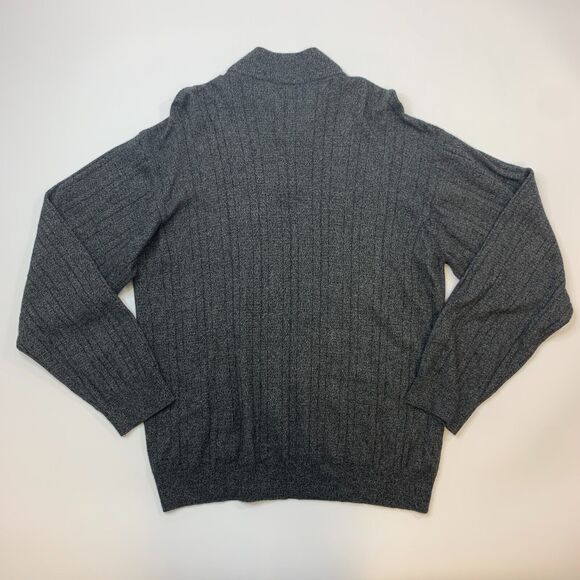 Franco Danti Sweater Mens L Large Charcoal Gray Rayon & Merino Wool Blend Ribbed - Picture 3 of 8